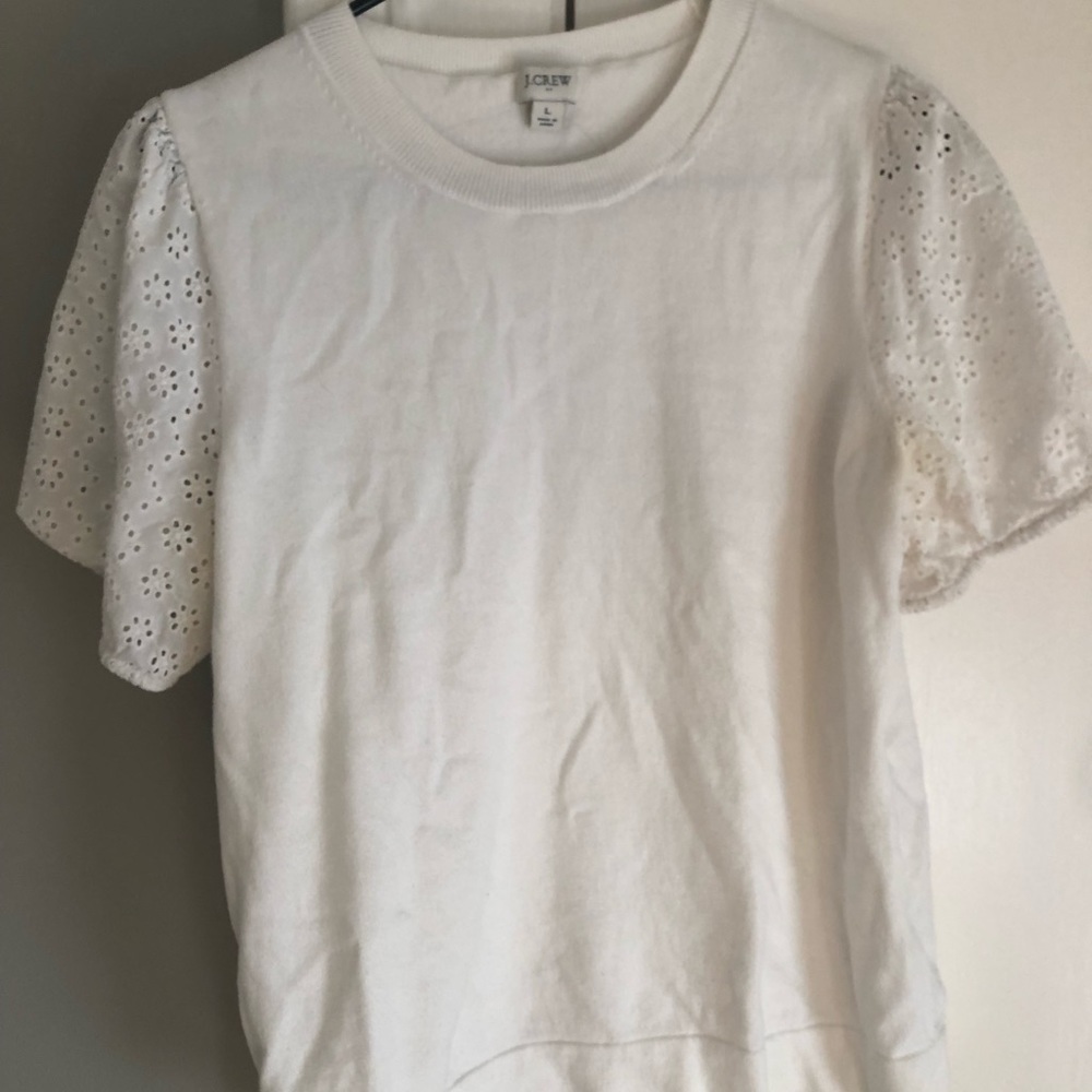J Crew top with eyelet sleeves
